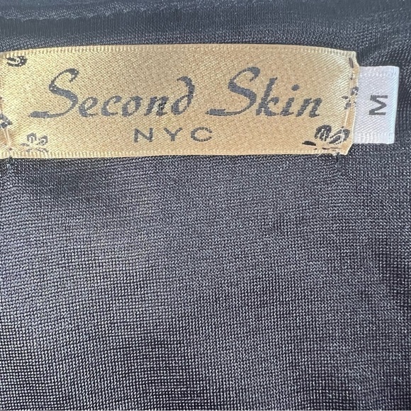 SECOND SKIN NYC Black Floral Sleeveless Asymmetrical Midi Dress Size M - Picture 15 of 16